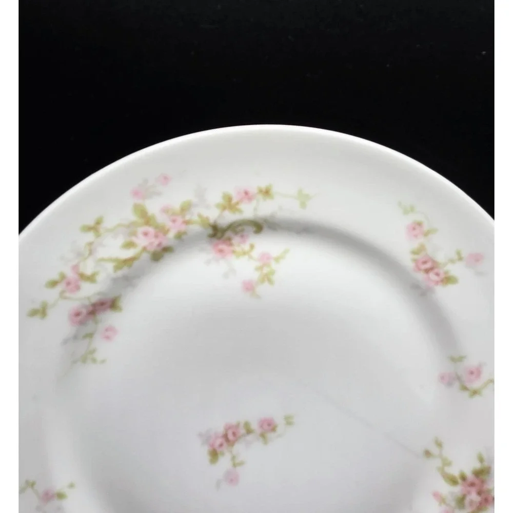 Set/4 Antique Haviland Limoges Dinner Plate Pink Rose 9.25